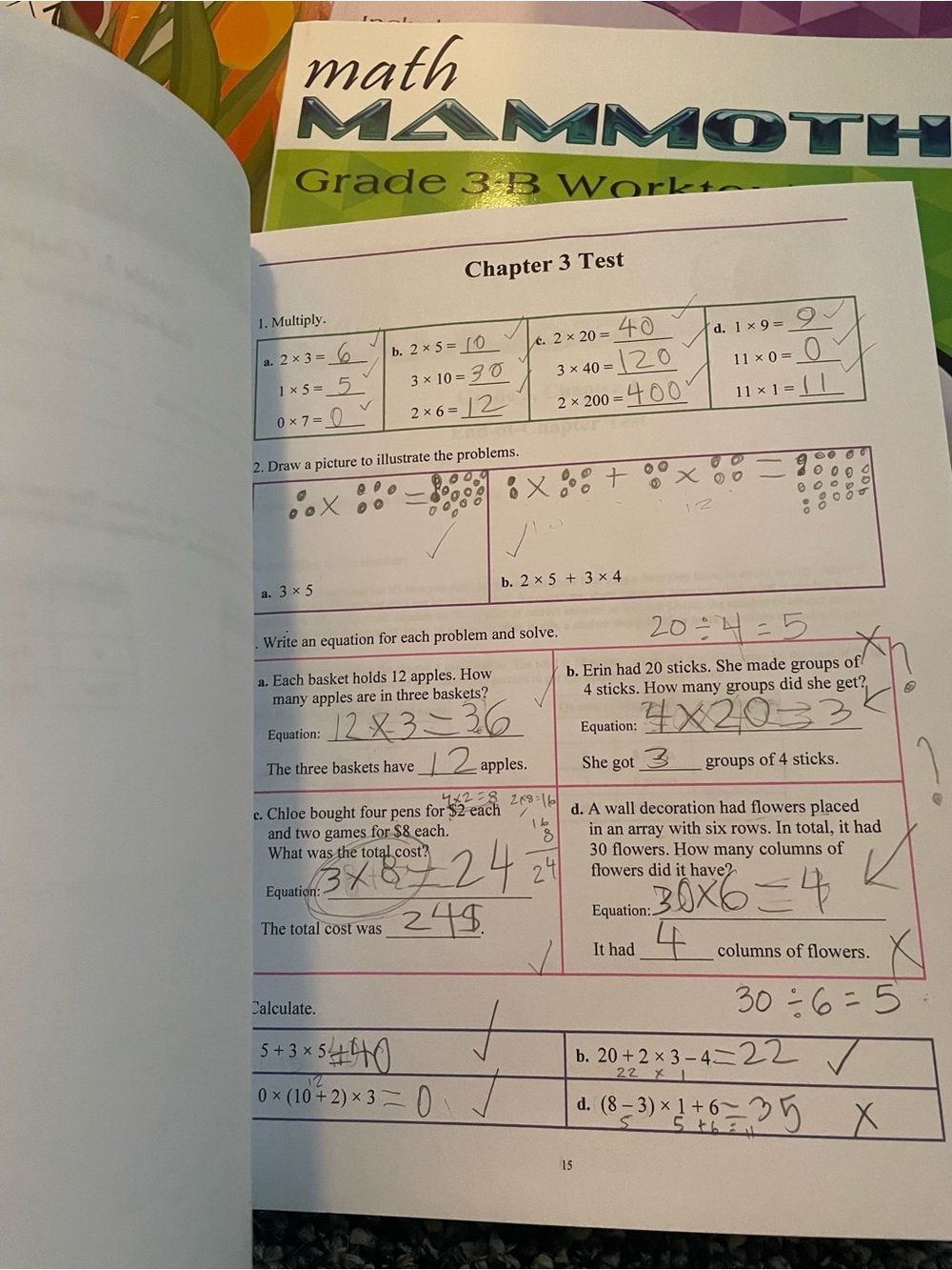 Homeschool Math Bundle - Three Test Sheets Used - Picture 7 of 14